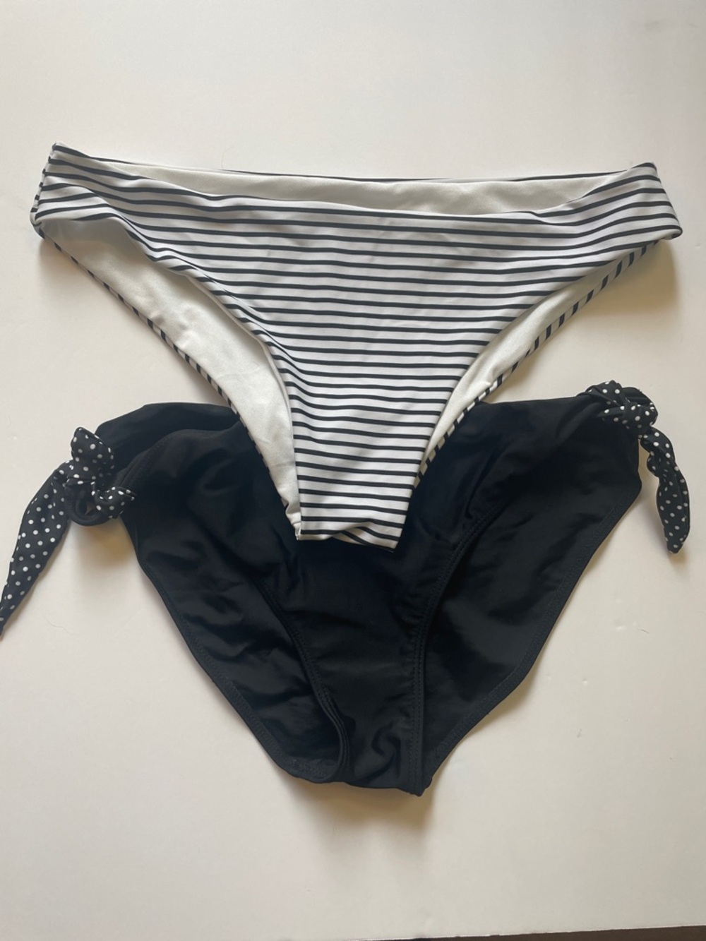 Women’s Bikini Bottoms - Black & Black & White Striped